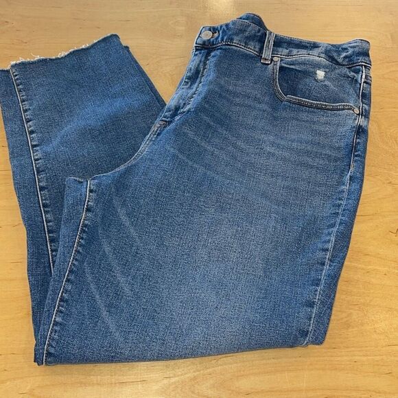 Talbots Womens Everyday Relaxed Frayed Hem Denim Jeans Mid Wash Blue Size 18 - Picture 5 of 10